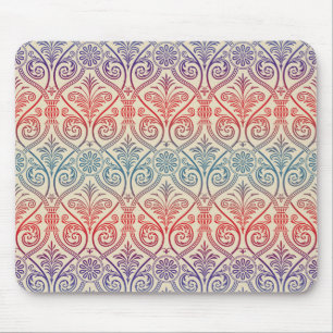 Antikes Damast-Wallpaper - blau violett rot Mousepad