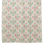 Antikes Damastmuster Dusty Rose Mintgrün Beige Duschvorhang (Vorderseite)