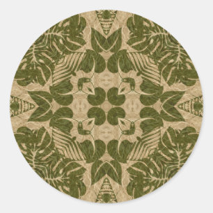 Antikes Damastmuster Runder Aufkleber