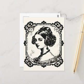 Antikes Damenporträt-Stempel 1 Postkarte
