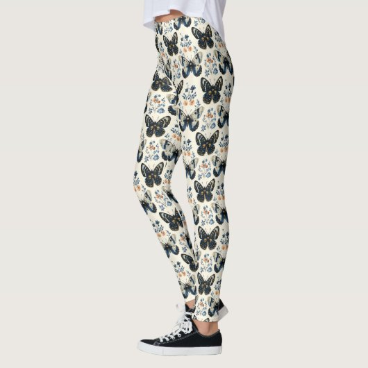 Antikes Delft Blau Schmetterling & Botanik Leggings (Links)