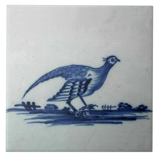 Antikes Delft Blauer Tile - Groß im Gras Fliese (Vorderseite)
