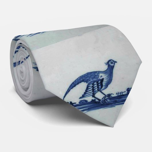 Antikes Delft Blauer Tile - Groß im Gras Krawatte (Gerollt)