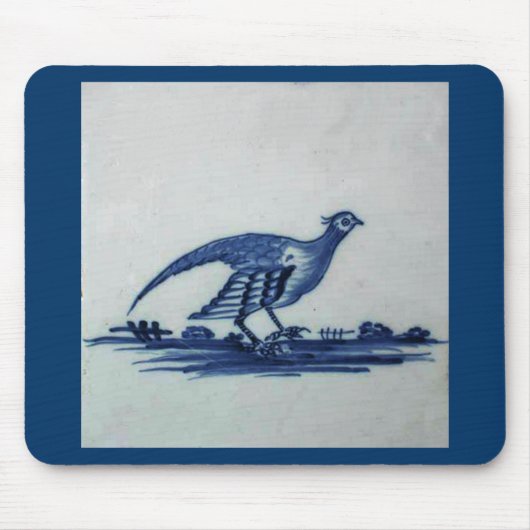 Antikes Delft Blauer Tile - Groß im Gras Mousepad (Vorne)