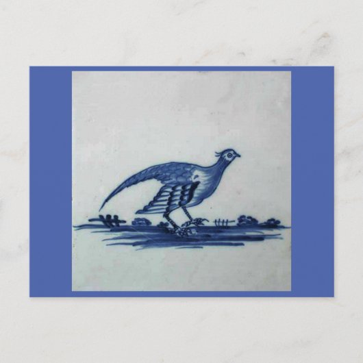 Antikes Delft Blauer Tile - Groß im Gras Postkarte (Vorderseite)