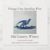 Antikes Delft Blauer Tile - Groß im Gras Schaumweinetikett (Einzelnes Label)