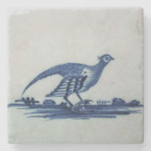 Antikes Delft Blauer Tile - Groß im Gras Steinuntersetzer (Vorderseite)