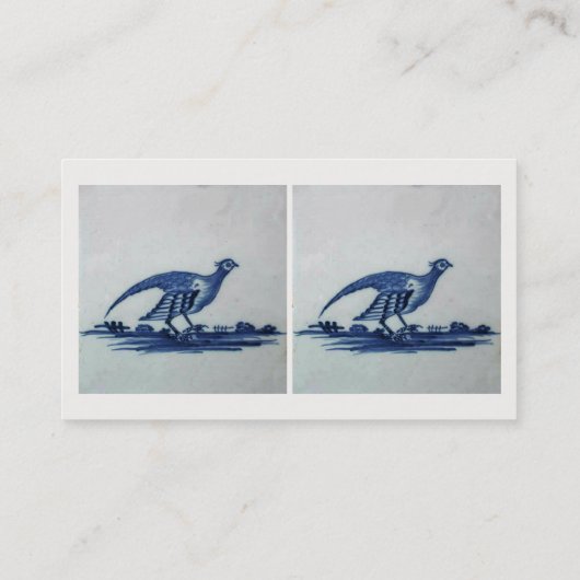 Antikes Delft Blauer Tile - Groß im Gras Visitenkarte (Rückseite)