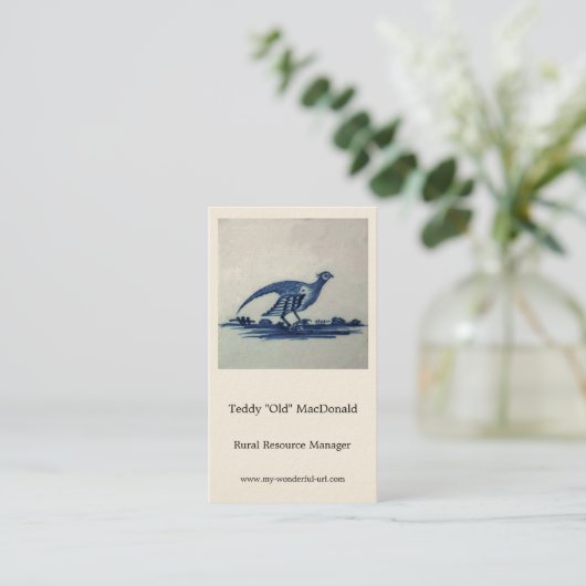 Antikes Delft Blauer Tile - Groß im Gras Visitenkarte (Stehend Vorderseite)