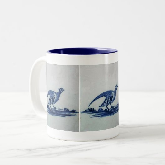 Antikes Delft Blauer Tile - Groß im Gras Zweifarbige Tasse (Vorderseite Links)