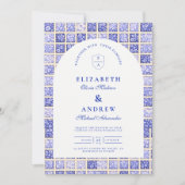 Antikes Delft Patchwork Hochzeit Einladung (Vorderseite)