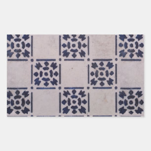 Antikes Delfter Blau-Weiß-Muster Niederländische F Rechteckiger Aufkleber