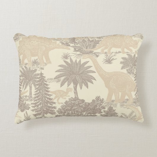 Antikes Dinosaurier-Toile-Muster Dekokissen (Vorderseite)