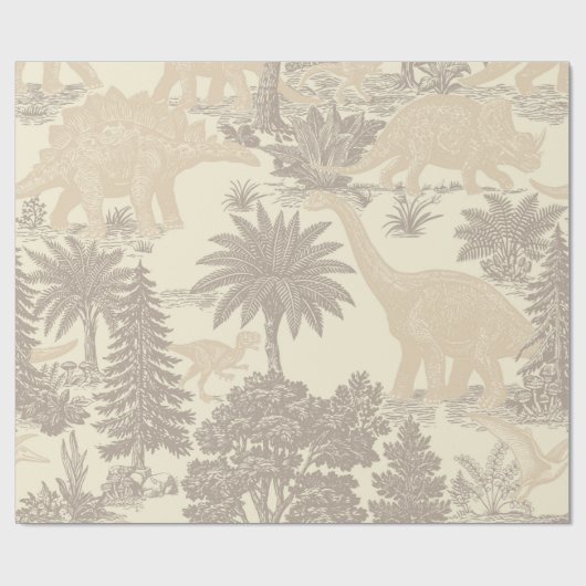 Antikes Dinosaurier-Toile-Muster Geschenkpapier (Flach)