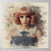 Antikes Dollcore-Mädchen mit Elfenbeinrand Poster (Vorne)