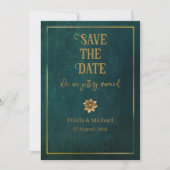Antikes Dunkelgrün Save The Date (Vorderseite)
