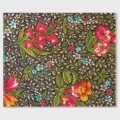 Antikes dunkles Blumen-Toile-Botanik-Muster Geschenkpapier (Flach)