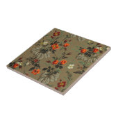 Antikes dunkles florales botanisches Muster orange Fliese (Seite)