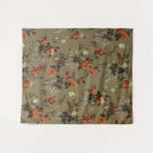 Antikes dunkles florales botanisches Muster orange Wandteppich (Vorderseite (Horizontal))