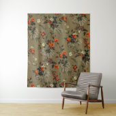 Antikes dunkles florales botanisches Muster orange Wandteppich (Beispiel)