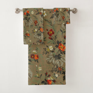 Antikes dunkles florales Orangen-Rosen-Botanik-Mus Badhandtuch Set