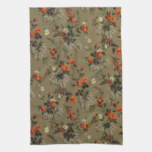 Antikes dunkles florales Orangen-Rosen-Botanik-Mus Geschirrtuch
