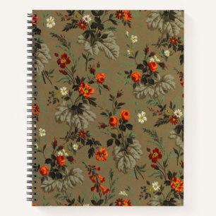 Antikes dunkles florales Orangen-Rosen-Botanik-Mus Notizblock