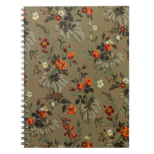 Antikes dunkles florales Orangen-Rosen-Botanik-Mus Notizblock