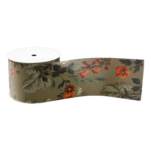 Antikes dunkles florales Orangen-Rosen-Botanik-Mus Ripsband