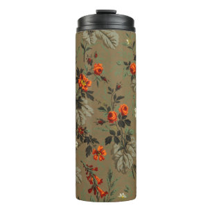 Antikes dunkles florales Orangen-Rosen-Botanik-Mus Thermosbecher