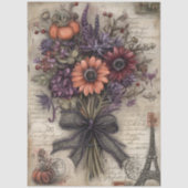 Antikes dunkles Herbstblumenbouquet Paris Decoupag Seidenpapier (Vorderseite)