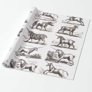 Antikes Einhorn-Gravur Vintage-Zoologie-Exemplar Geschenkpapier