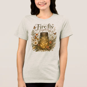 Antikes Einmachglas mit leuchtenden Glühwürmchen Tri-Blend Shirt