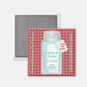 Antikes Einmachglas Rot Gingham Design Magnet (Vorderseite/Rückseite)