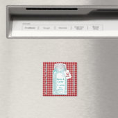 Antikes Einmachglas Rot Gingham Design Magnet (In Situ (Geschirrspüler))