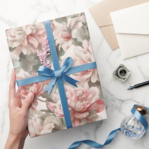 Antikes Elegantes Rosa Garten Aquarellmuster Geschenkpapier