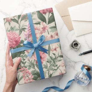 Antikes Elegantes Rosa Garten Aquarellmuster Geschenkpapier