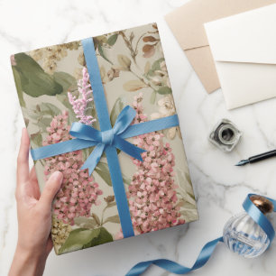 Antikes Elegantes Rosa Garten Aquarellmuster Geschenkpapier