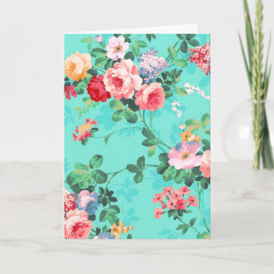 Antikes elegantes rosa rotes gelbes Rosenmuster Karte