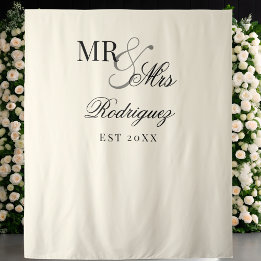 Antikes Elfenbein Mr & Mrs Old Money Hochzeitskuli Wandteppich