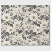 Antikes Elfenbein-Rosa Grau Blumenmuster Geschenkpapier (Flach)
