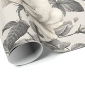 Antikes Elfenbein-Rosa Grau Blumenmuster Geschenkpapier (Rolleneckpunkt)