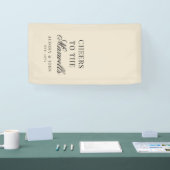 Antikes Elfenbein Schwarzes Prost-Script-Hochzeit Banner (Messe)