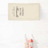 Antikes Elfenbein Schwarzes Prost-Script-Hochzeit Banner (InSitu)