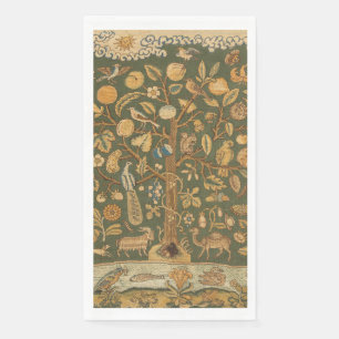 Antikes englisches Nadelbild Baum des Lebens & Ein Serviette