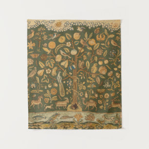 Antikes englisches Nadelstich-Tree of Life & Einho Wandteppich
