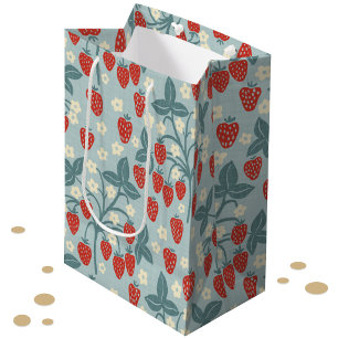 Antikes Erdbeer Cottagecore Florales Botanisches Mittlere Geschenktüte