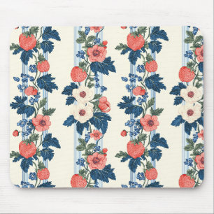 Antikes Erdbeeren- und Blaublatt-Blumenmuster Mousepad