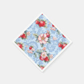 Antikes Erdbeeren- und Blumenmuster Serviette (Ecke)