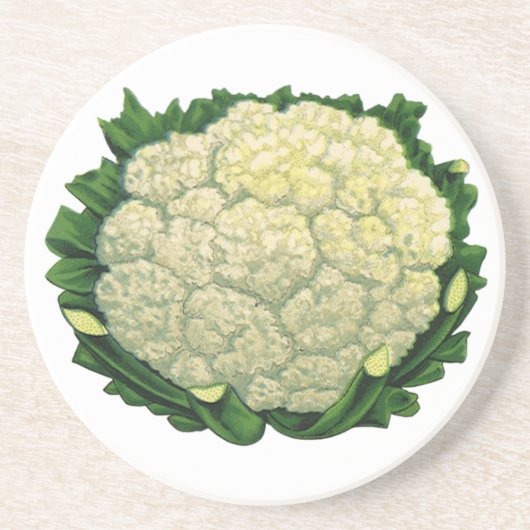 Antikes Essen Gemüse Blumenkohl Sandstein Untersetzer (Vorne)